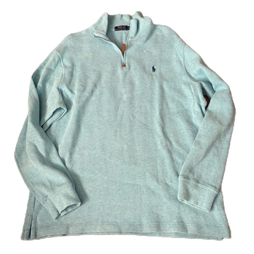 Polo Ralph Lauren Light Blue Quarter-Zip Pullover Sweater XL Sweatshirt Men